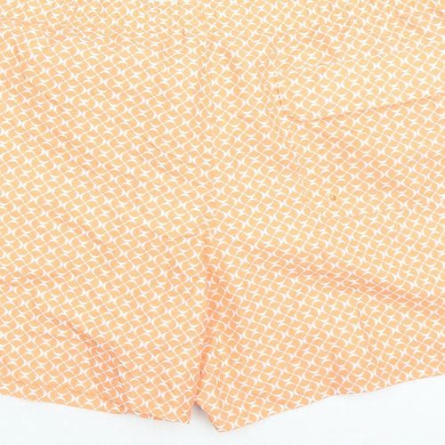 Marks and Spencer Mens Orange Geometric Polyester Sweat Shorts Size 3XL L6 in Regular Drawstring - Elasticated Waist Swim Shorts Pockets