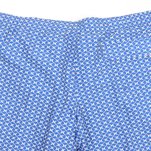 Marks and Spencer Mens Blue Geometric Polyester Sweat Shorts Size 3XL L6 in Regular Drawstring - Elasticated Waist Swim Shorts Pockets