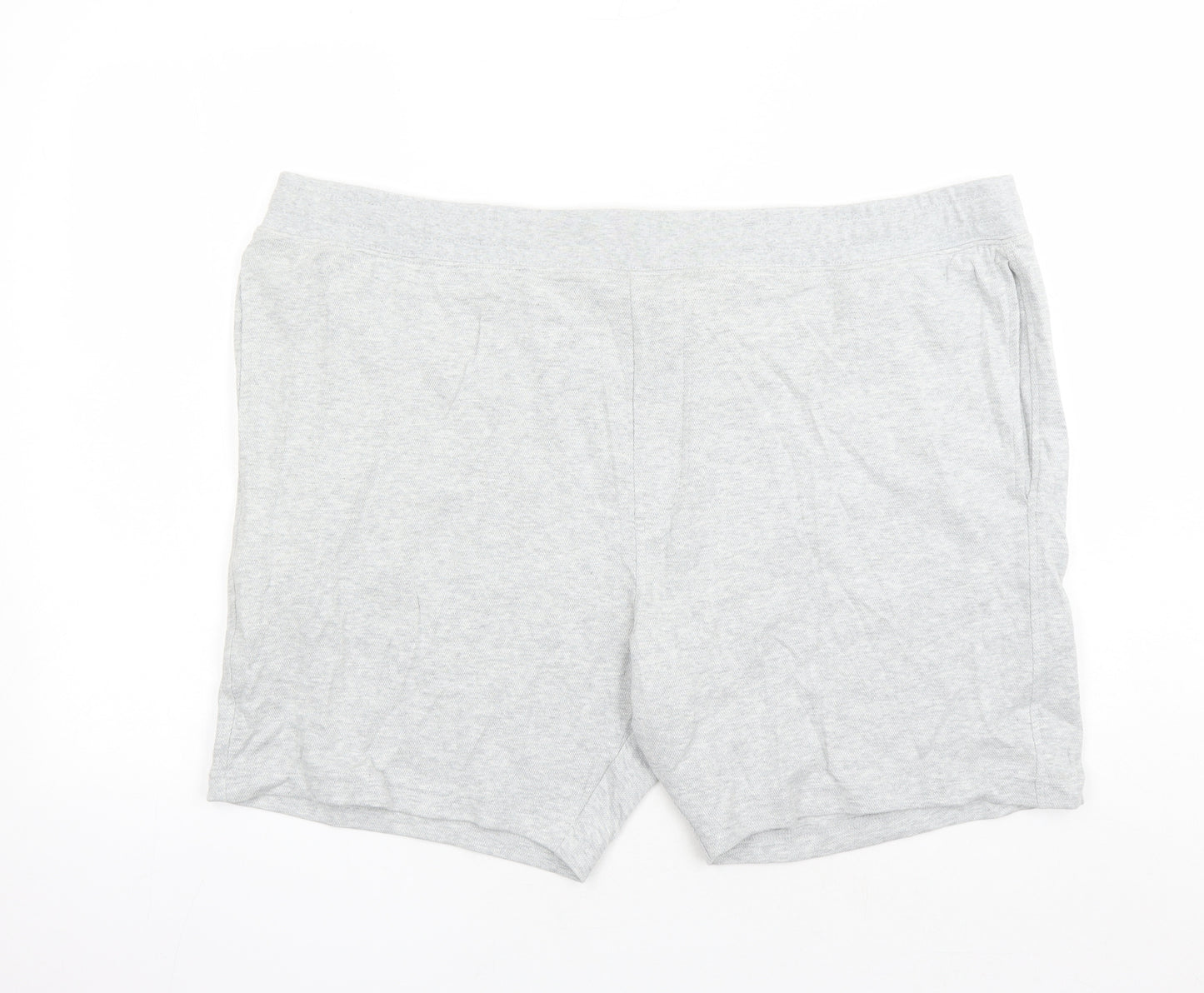 Autograph Mens Grey Cotton Sweat Shorts Size 3XL L7 in Regular Drawstring - Elasticated Waist Pockets