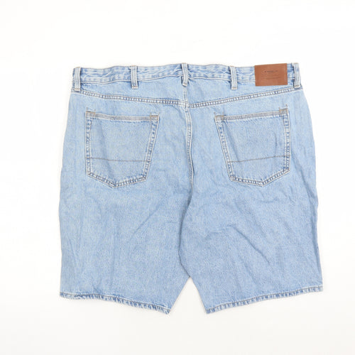 Marks and Spencer Mens Blue Cotton Biker Shorts Size 44 in L9 in Regular Zip - Pockets