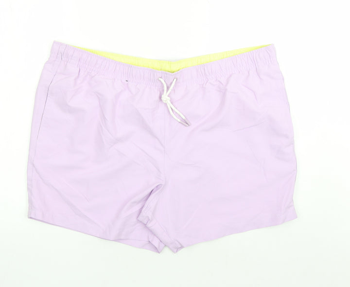 Marks and Spencer Mens Purple Polyester Sweat Shorts Size 3XL L6 in Regular Drawstring - Elasticated Waist Swim Shorts Pockets