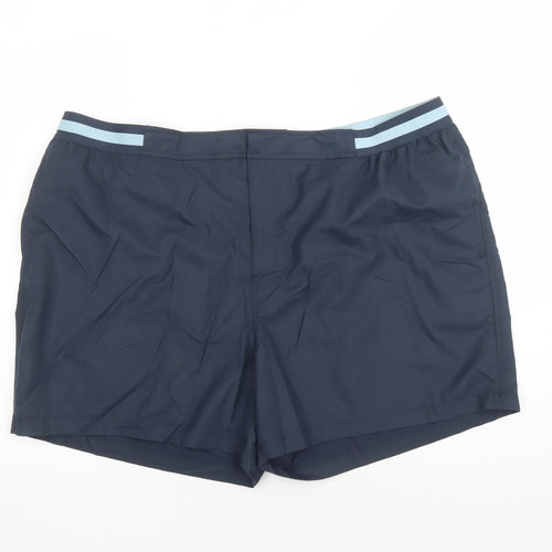 Autograph Mens Blue Polyester Sweat Shorts Size 3XL Regular Zip - Elasticated Waist Swim Shorts Pockets Inside Leg 5 Inches