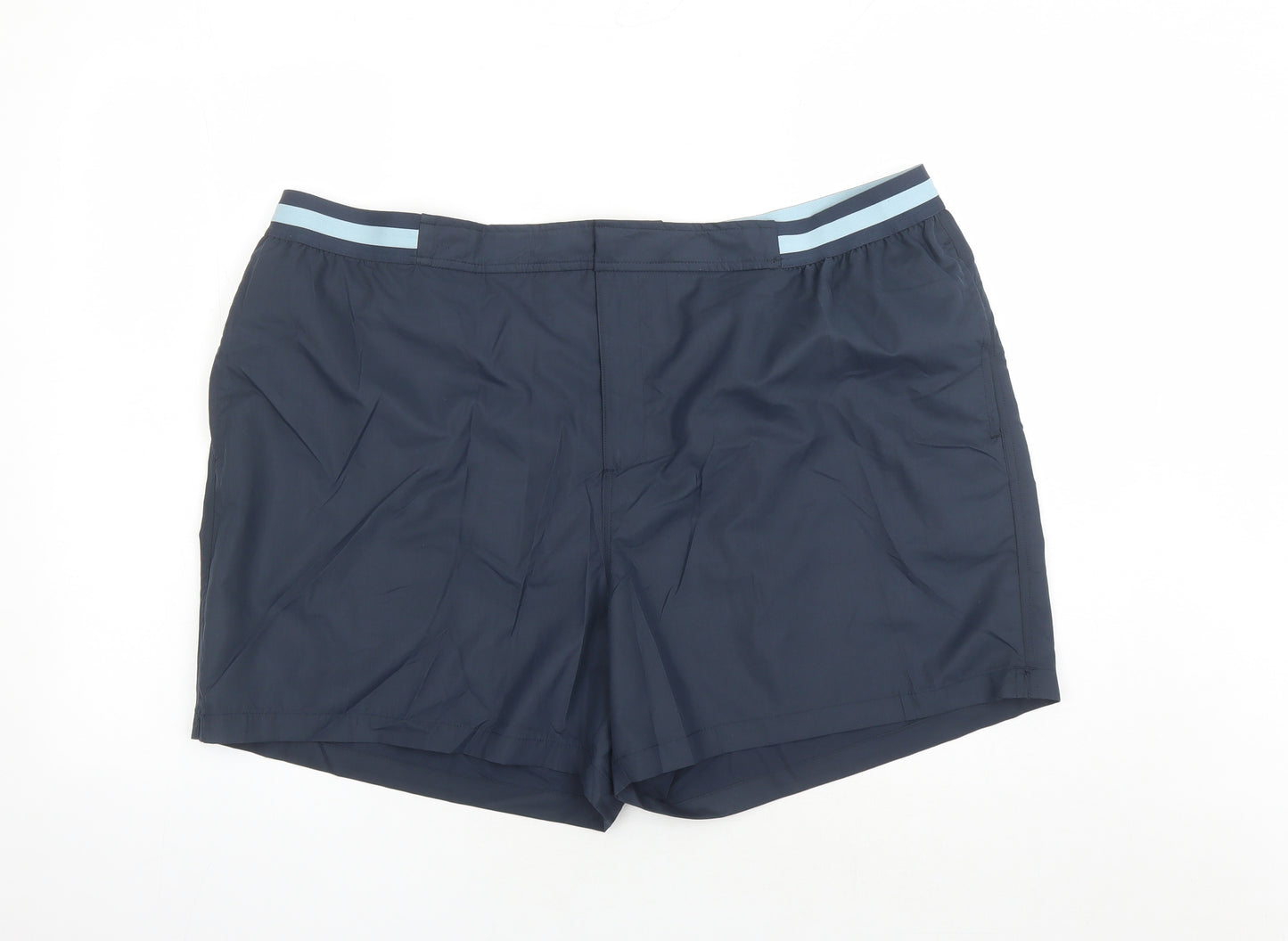 Autograph Mens Blue Polyester Sweat Shorts Size 3XL Regular Zip - Elasticated Waist Swim Shorts Pockets Inside Leg 5 Inches