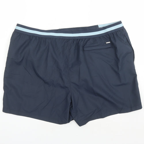 Autograph Mens Blue Polyester Sweat Shorts Size 3XL Regular Zip - Elasticated Waist Swim Shorts Pockets Inside Leg 5 Inches