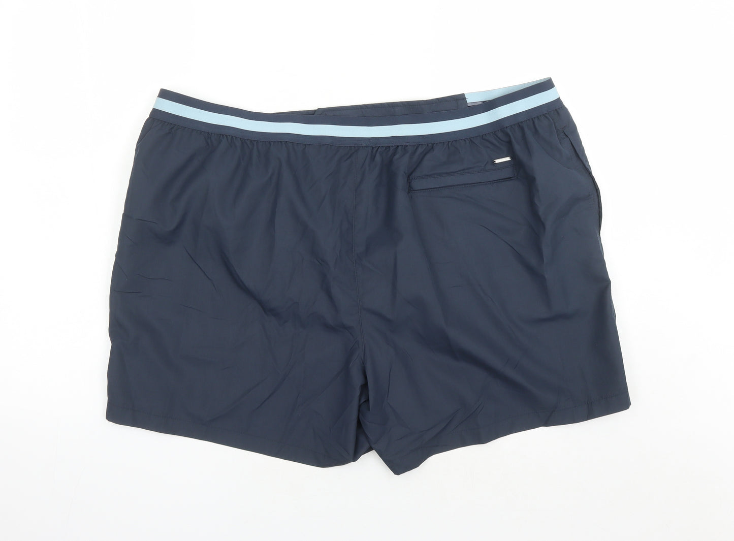 Autograph Mens Blue Polyester Sweat Shorts Size 3XL Regular Zip - Elasticated Waist Swim Shorts Pockets Inside Leg 5 Inches