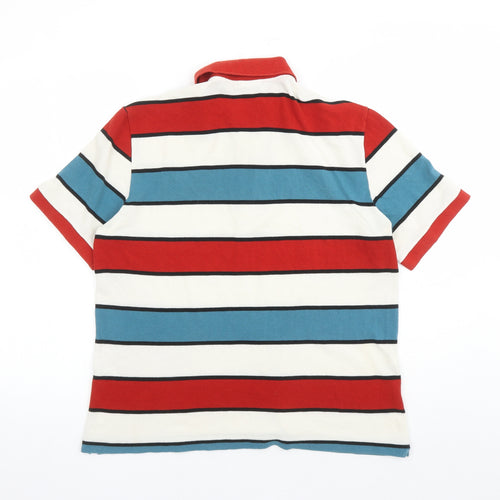 Lacoste Mens Multicoloured Striped Cotton Polo Size M Collared Button - Estimated size M