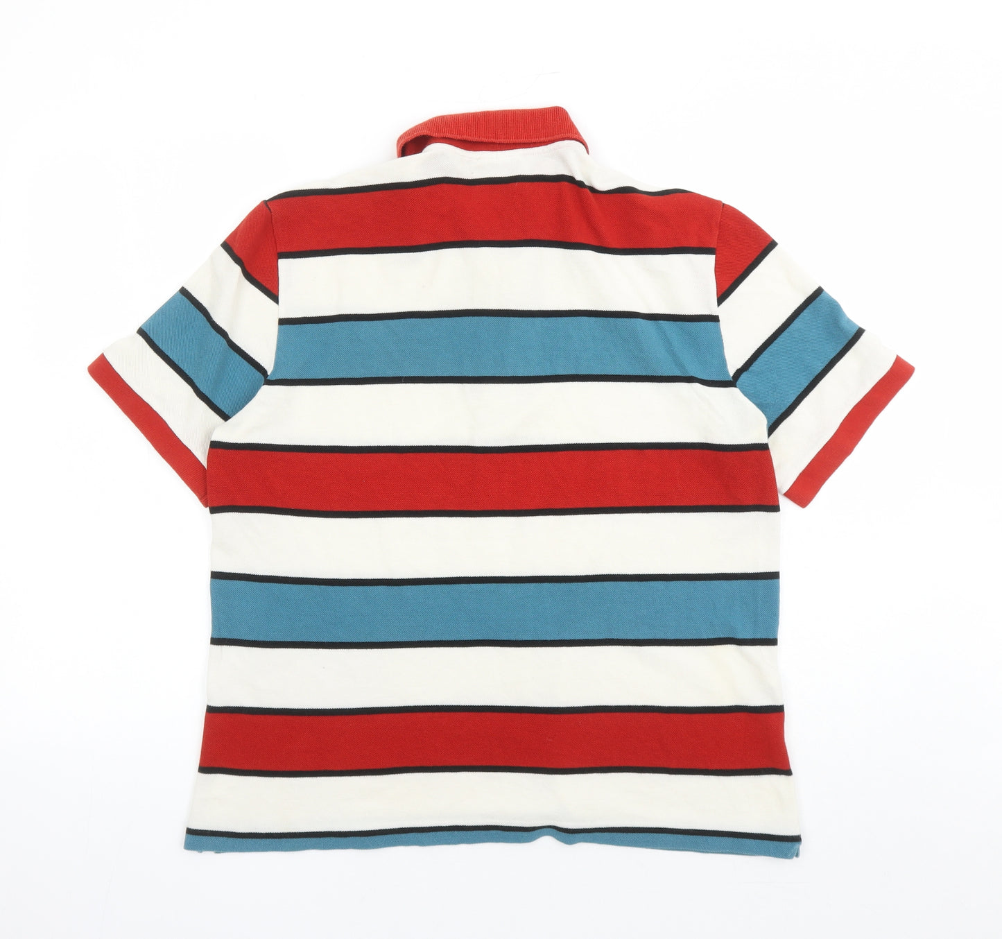 Lacoste Mens Multicoloured Striped Cotton Polo Size M Collared Button - Estimated size M