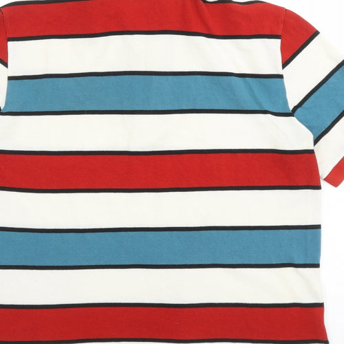 Lacoste Mens Multicoloured Striped Cotton Polo Size M Collared Button - Estimated size M