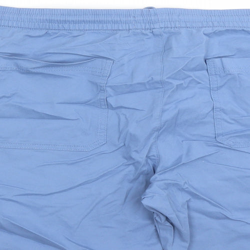 Marks and Spencer Mens Blue Cotton Chino Shorts Size 2XL L8 in Regular Drawstring - Elasticated Waist Pockets