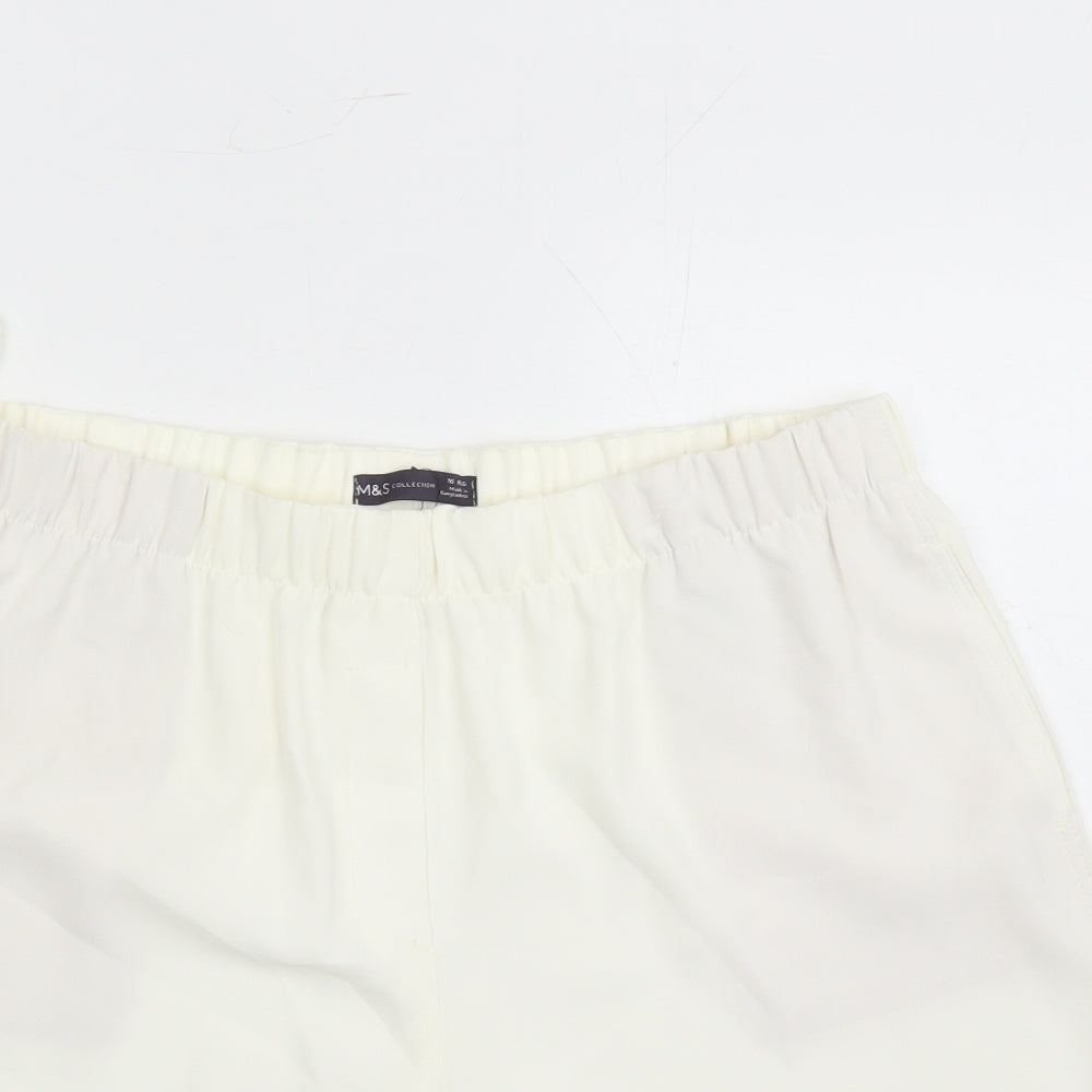 Marks and Spencer Womens Ivory Polyester Bermuda Shorts Size 16 L5 in Regular - Elasticated Waist Pockets