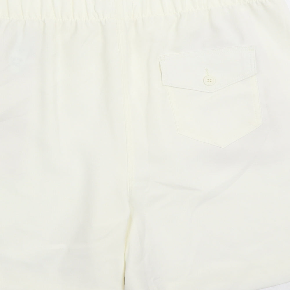 Marks and Spencer Womens Ivory Polyester Bermuda Shorts Size 16 L5 in Regular - Elasticated Waist Pockets