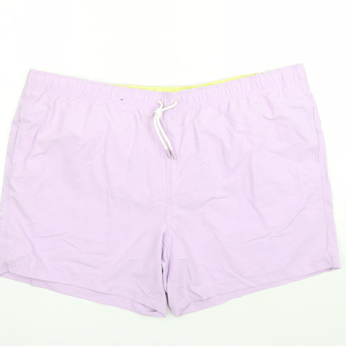 Marks and Spencer Mens Purple Polyester Sweat Shorts Size 4XL L6 in Regular Drawstring - Elasticated Waist Swim Shorts Pockets