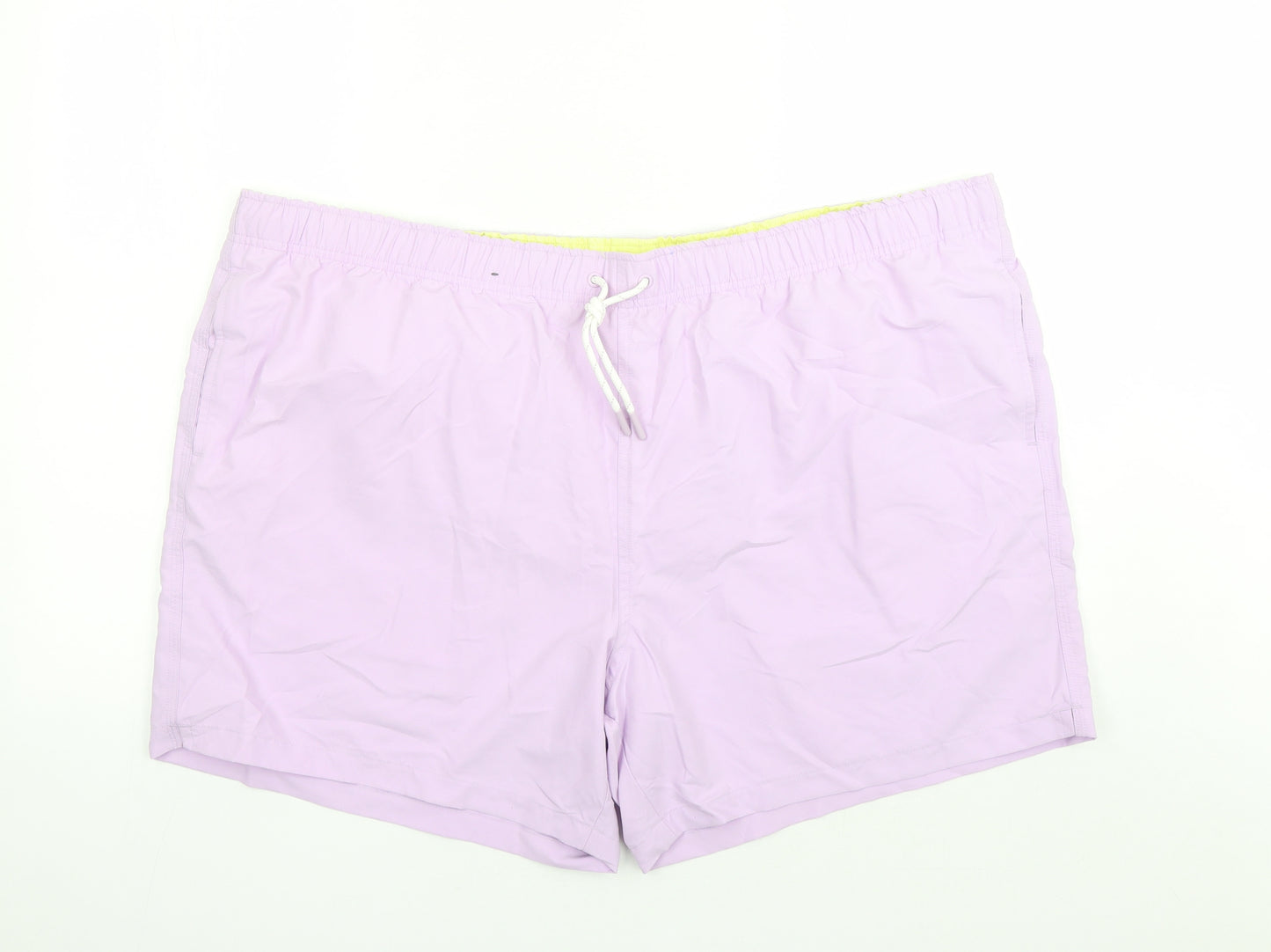 Marks and Spencer Mens Purple Polyester Sweat Shorts Size 4XL L6 in Regular Drawstring - Elasticated Waist Swim Shorts Pockets