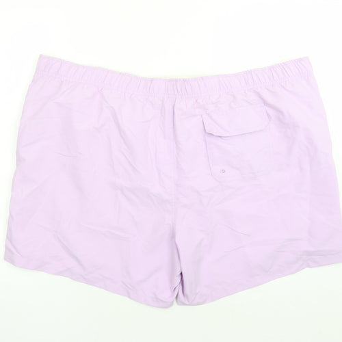 Marks and Spencer Mens Purple Polyester Sweat Shorts Size 4XL L6 in Regular Drawstring - Elasticated Waist Swim Shorts Pockets