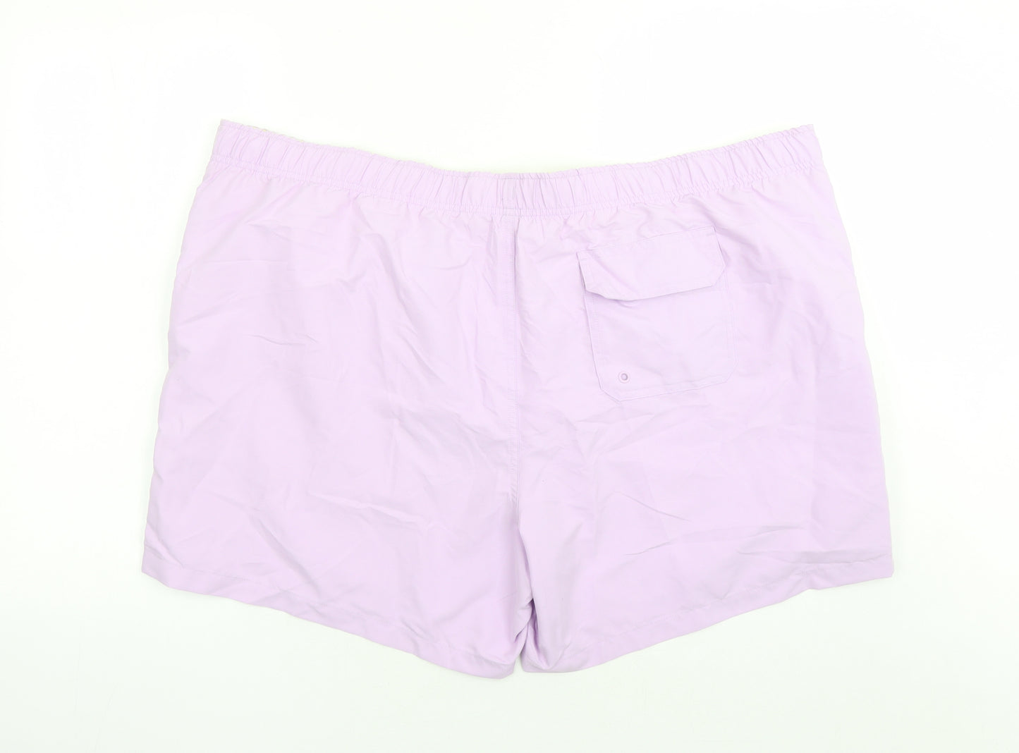 Marks and Spencer Mens Purple Polyester Sweat Shorts Size 4XL L6 in Regular Drawstring - Elasticated Waist Swim Shorts Pockets