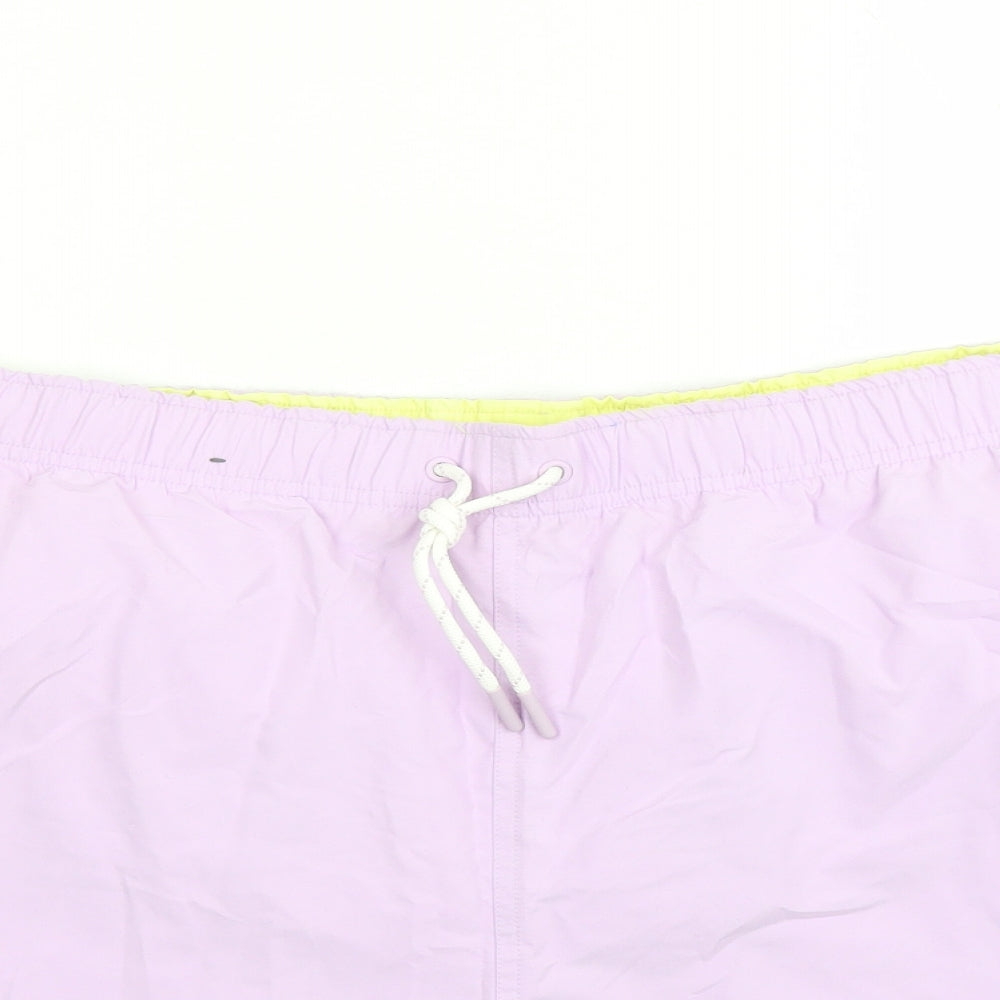 Marks and Spencer Mens Purple Polyester Sweat Shorts Size 4XL L6 in Regular Drawstring - Elasticated Waist Swim Shorts Pockets