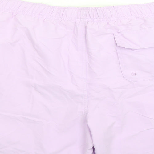 Marks and Spencer Mens Purple Polyester Sweat Shorts Size 4XL L6 in Regular Drawstring - Elasticated Waist Swim Shorts Pockets