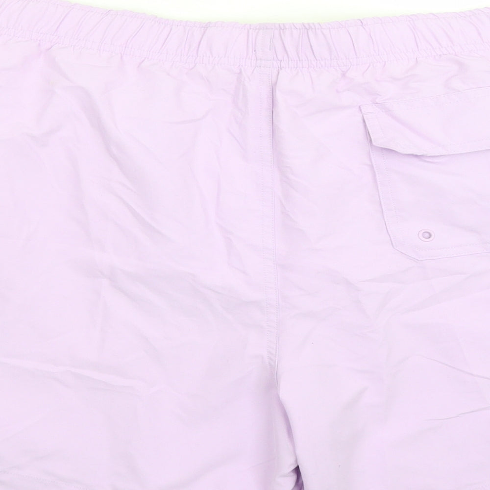 Marks and Spencer Mens Purple Polyester Sweat Shorts Size 4XL L6 in Regular Drawstring - Elasticated Waist Swim Shorts Pockets