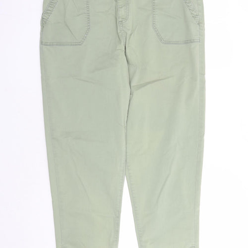 Marks and Spencer Womens Green Cotton Mom Jeans Size 20 L27 in Regular Zip - Elasticated Waist Pockets Zip Detail On Ankle