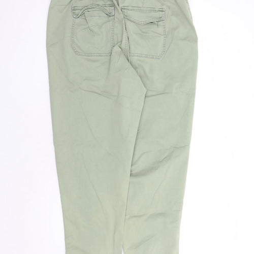 Marks and Spencer Womens Green Cotton Mom Jeans Size 20 L27 in Regular Zip - Elasticated Waist Pockets Zip Detail On Ankle