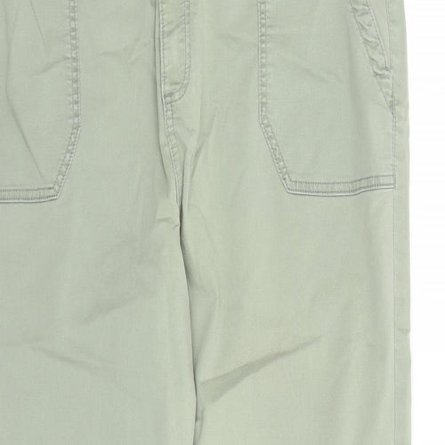 Marks and Spencer Womens Green Cotton Mom Jeans Size 20 L27 in Regular Zip - Elasticated Waist Pockets Zip Detail On Ankle