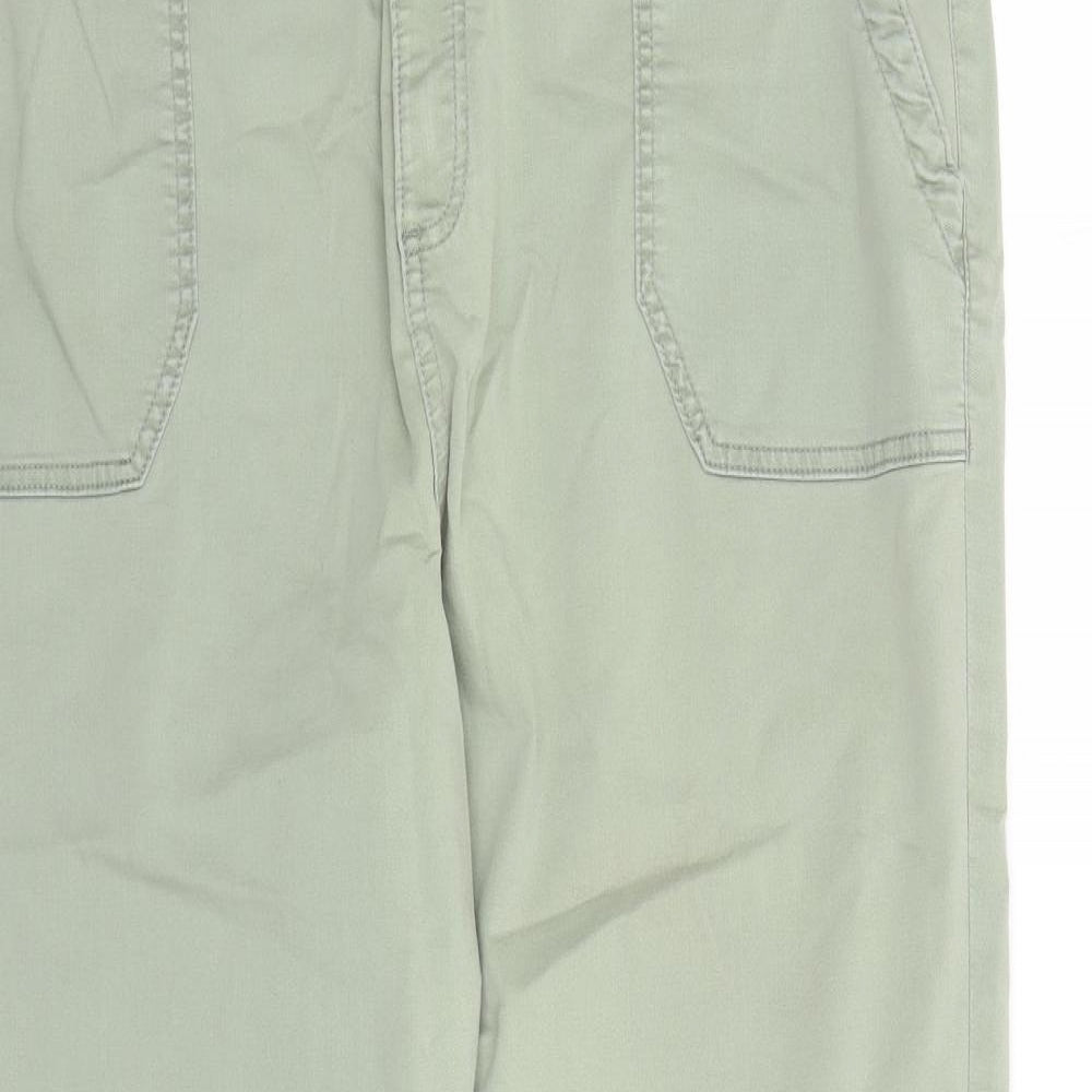 Marks and Spencer Womens Green Cotton Mom Jeans Size 20 L27 in Regular Zip - Elasticated Waist Pockets Zip Detail On Ankle