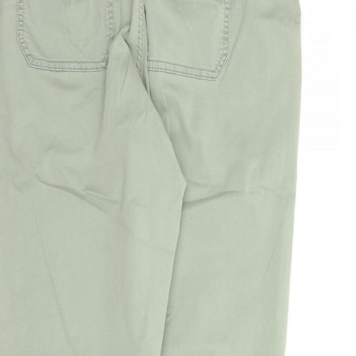 Marks and Spencer Womens Green Cotton Mom Jeans Size 20 L27 in Regular Zip - Elasticated Waist Pockets Zip Detail On Ankle