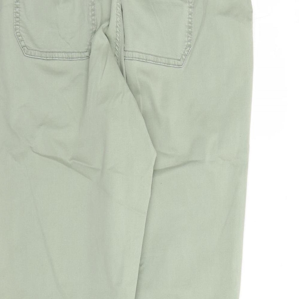 Marks and Spencer Womens Green Cotton Mom Jeans Size 20 L27 in Regular Zip - Elasticated Waist Pockets Zip Detail On Ankle