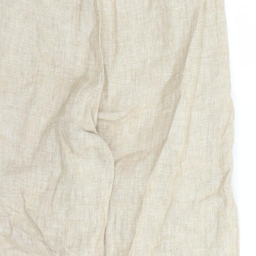 Marks and Spencer Womens Beige Flax Carrot Trousers Size 22 L27 in Regular Zip - Pockets Belted