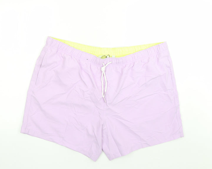 Marks and Spencer Mens Purple Polyester Sweat Shorts Size 3XL L6 in Regular Drawstring - Elasticated Waist Swim Shorts Pockets