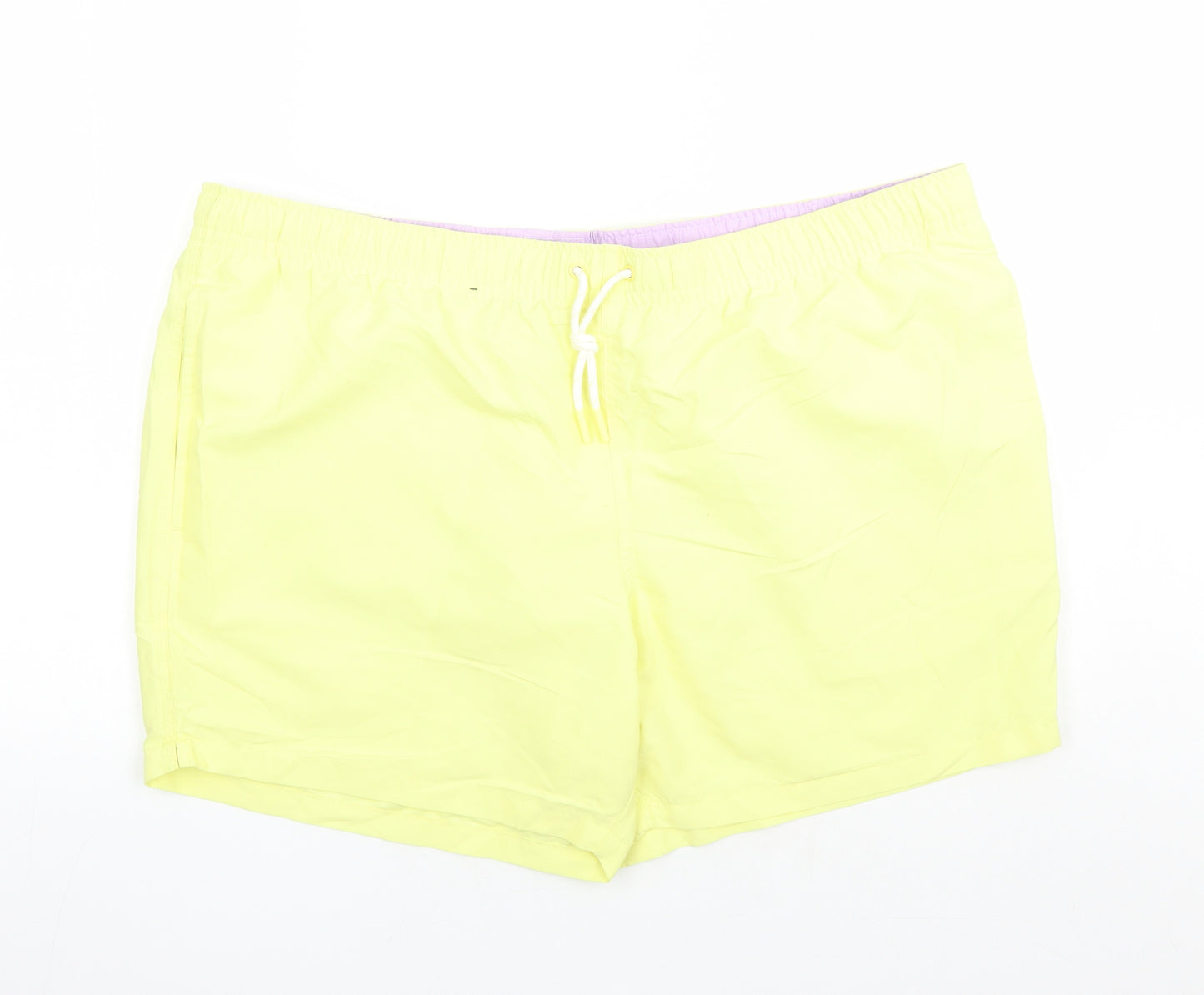 Marks and Spencer Mens Yellow Polyester Sweat Shorts Size 3XL L6 in Regular Drawstring - Elasticated Waist Swim Shorts Pockets