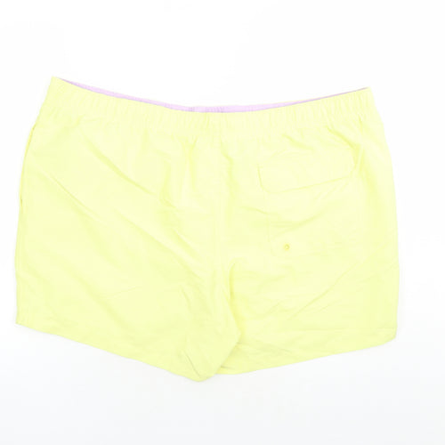 Marks and Spencer Mens Yellow Polyester Sweat Shorts Size 3XL L6 in Regular Drawstring - Elasticated Waist Swim Shorts Pockets