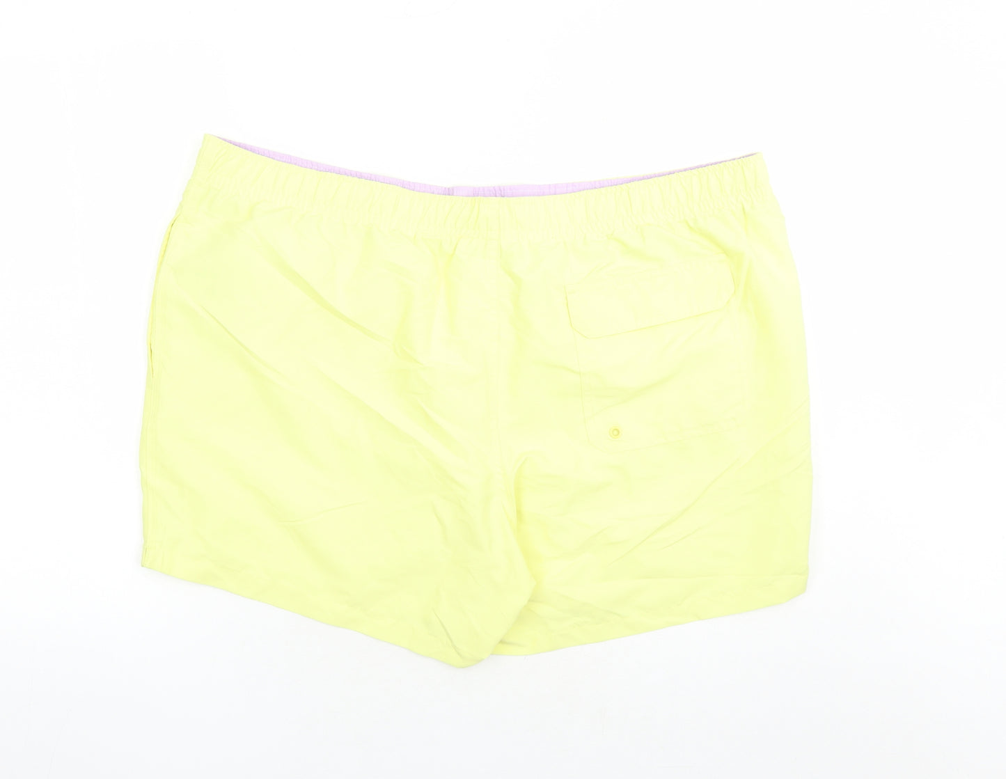 Marks and Spencer Mens Yellow Polyester Sweat Shorts Size 3XL L6 in Regular Drawstring - Elasticated Waist Swim Shorts Pockets