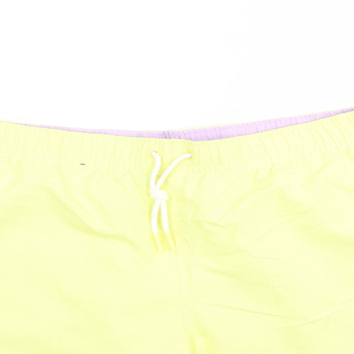 Marks and Spencer Mens Yellow Polyester Sweat Shorts Size 3XL L6 in Regular Drawstring - Elasticated Waist Swim Shorts Pockets