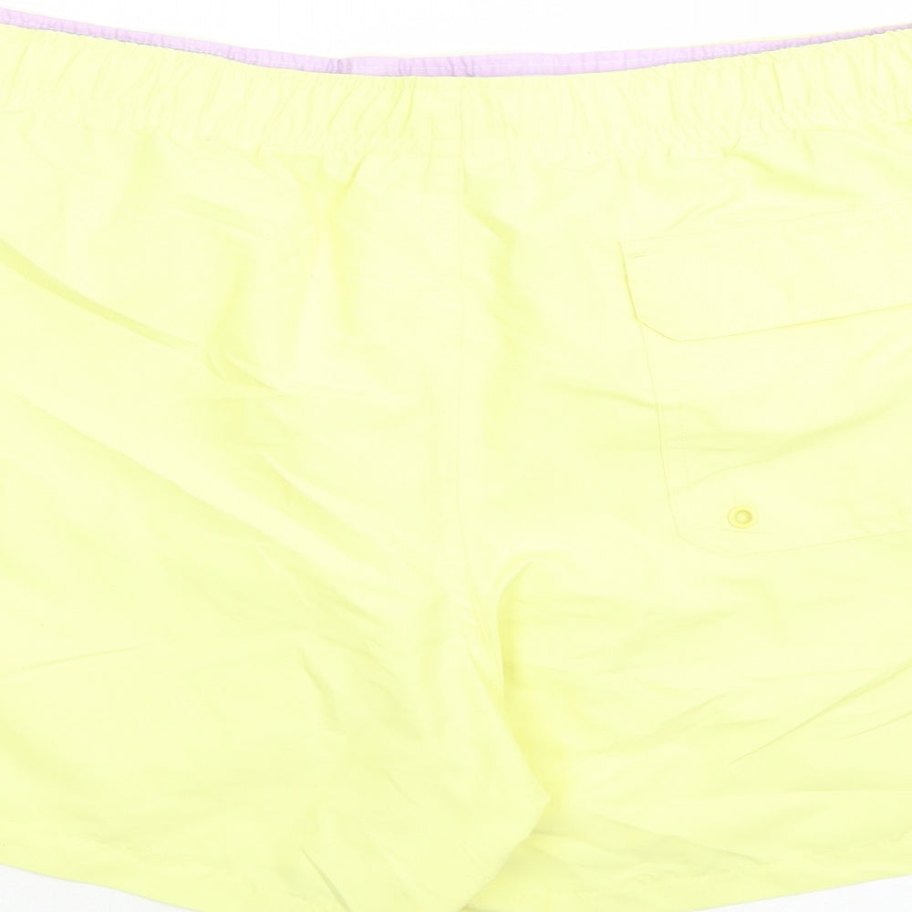 Marks and Spencer Mens Yellow Polyester Sweat Shorts Size 3XL L6 in Regular Drawstring - Elasticated Waist Swim Shorts Pockets