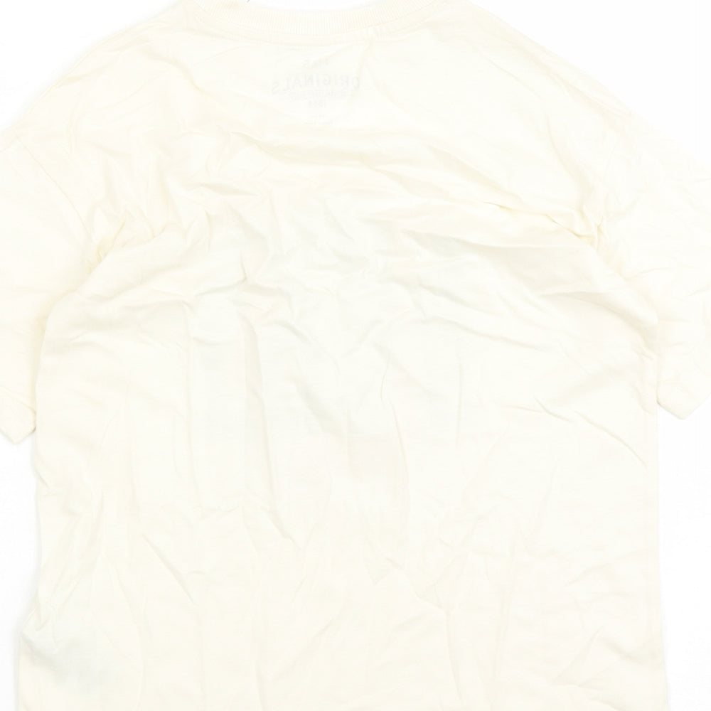 Marks and Spencer Girls Ivory Cotton Basic T-Shirt Size 8-9 Years Crew Neck Pullover - Love