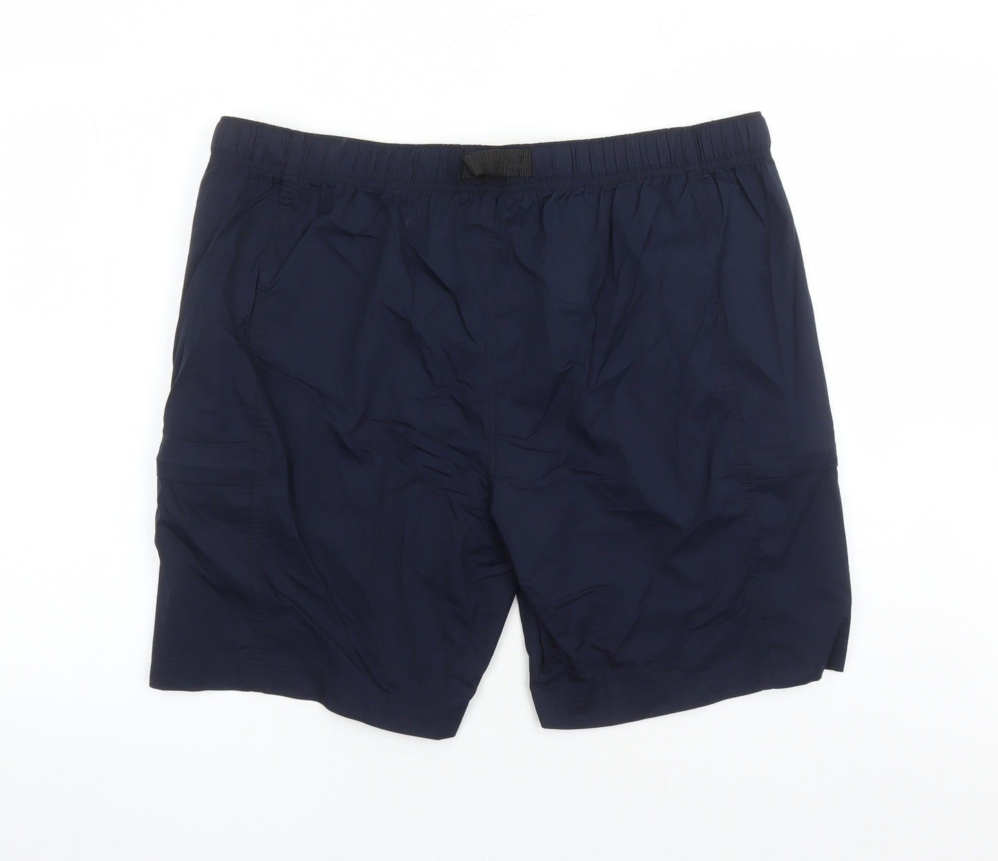 Marks and Spencer Mens Blue Cotton Cargo Shorts Size 44 in L8 in Regular Zip - Elasticated Waist Pockets