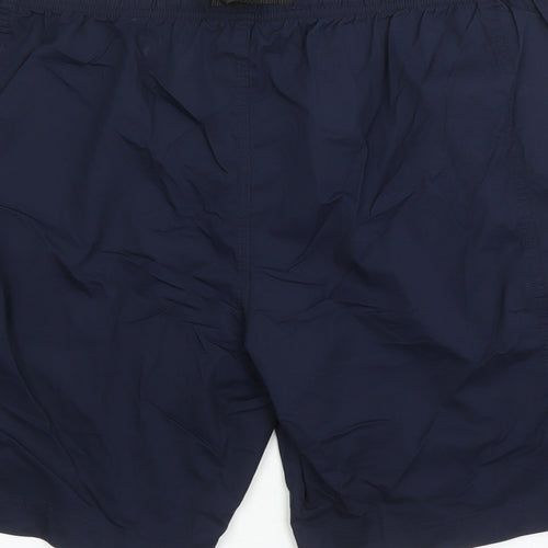 Marks and Spencer Mens Blue Cotton Cargo Shorts Size 44 in L8 in Regular Zip - Elasticated Waist Pockets