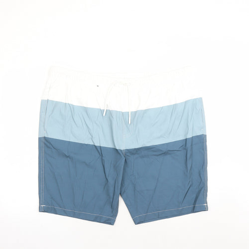 Marks and Spencer Mens Blue Polyester Sweat Shorts Size 3XL L6 in Regular Drawstring - Elasticated Waist Swim Shorts Pockets