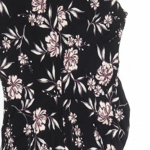 Apricot Womens Black Floral Viscose A-Line Size 12 Round Neck Zip