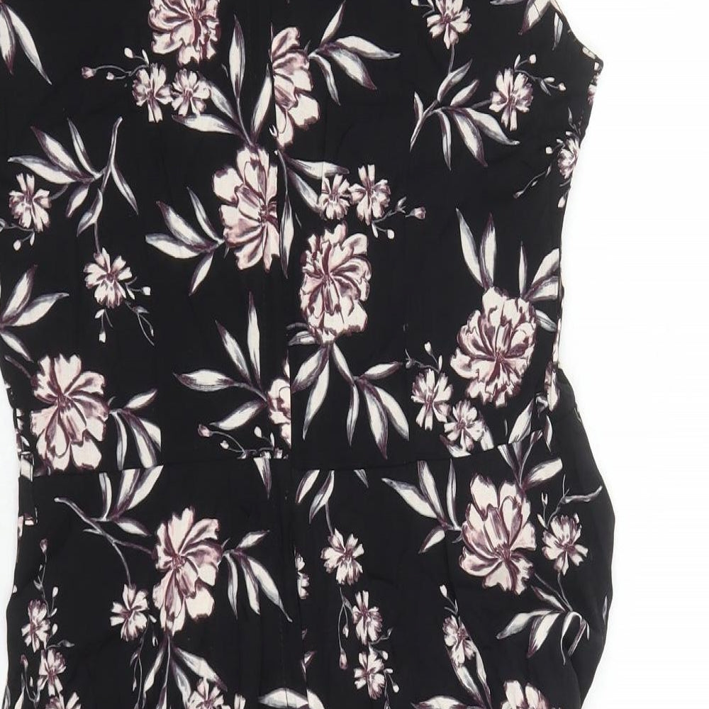 Apricot Womens Black Floral Viscose A-Line Size 12 Round Neck Zip