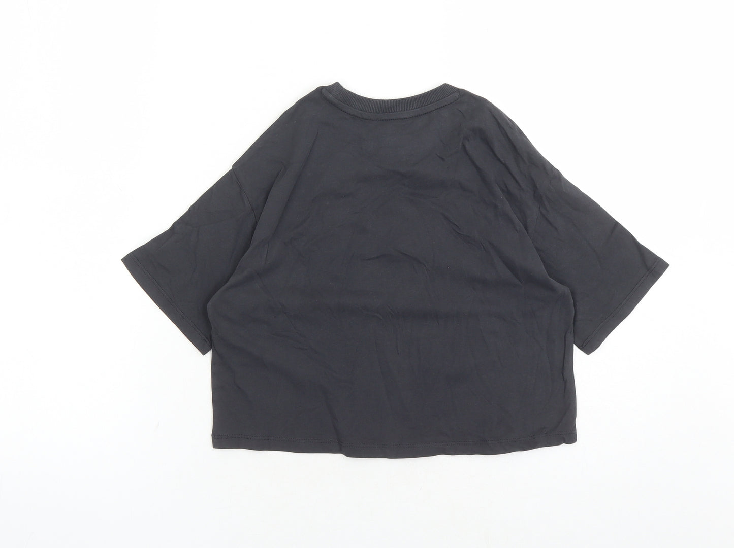 Marks and Spencer Girls Grey Cotton Cropped T-Shirt Size 6-7 Years Crew Neck Pullover - Be A Dreamer