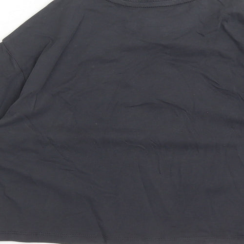 Marks and Spencer Girls Grey Cotton Cropped T-Shirt Size 6-7 Years Crew Neck Pullover - Be A Dreamer