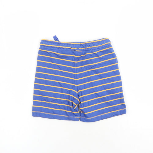 Marks and Spencer Boys Blue Striped Cotton Sweat Shorts Size 5-6 Years Regular Drawstring - Waist Size 22 inches Inside Leg 5 Inches Elasticated Waist