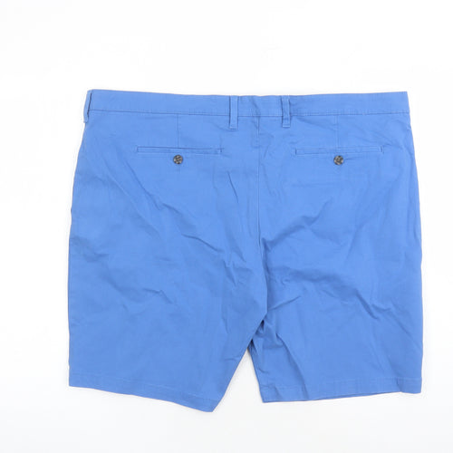 Marks and Spencer Mens Blue Cotton Chino Shorts Size 44 in L9 in Regular Zip - Pockets