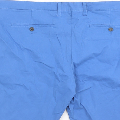 Marks and Spencer Mens Blue Cotton Chino Shorts Size 44 in L9 in Regular Zip - Pockets