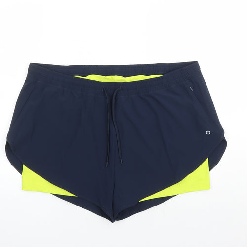 GOODMOVE Womens Blue Polyester Athletic Shorts Size 22 Regular Drawstring - Elasticated Waist