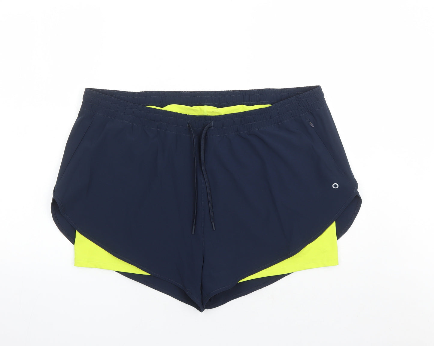 GOODMOVE Womens Blue Polyester Athletic Shorts Size 22 Regular Drawstring - Elasticated Waist