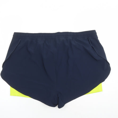 GOODMOVE Womens Blue Polyester Athletic Shorts Size 22 Regular Drawstring - Elasticated Waist