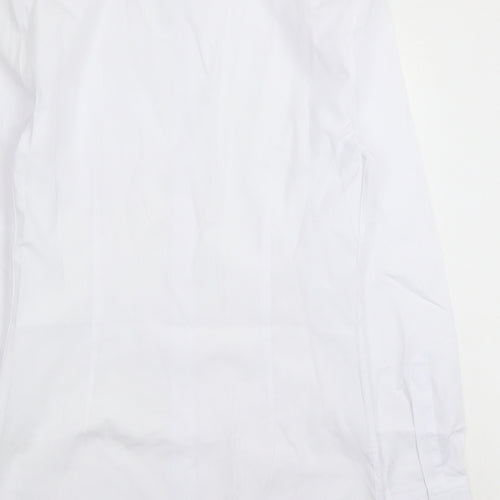 Marks and Spencer Mens White Polyester Button-Up Size 14.5 Collared Button